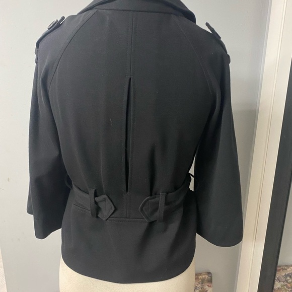 THEORY AMADI BELTED CROPPED TRENCH COAT UTILITY JACKET BELLED SLEEVES - Picture 6 of 11